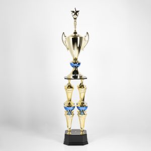 Brazilian Tall Gold and Blue Trophy