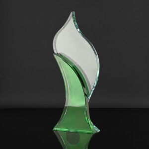 Green Leaf Flame Glass Award