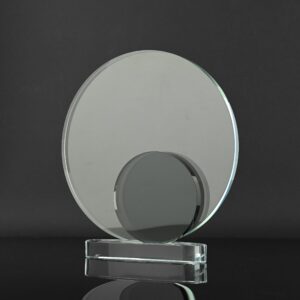 Round glass award with Black inner circle 8.25" x 4"